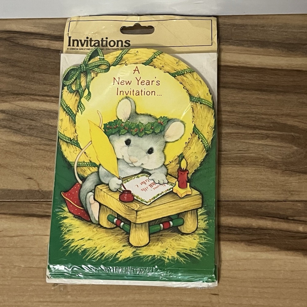 Vintage New Years Party 8 Count Invitations Mouse A New Years Invitatation